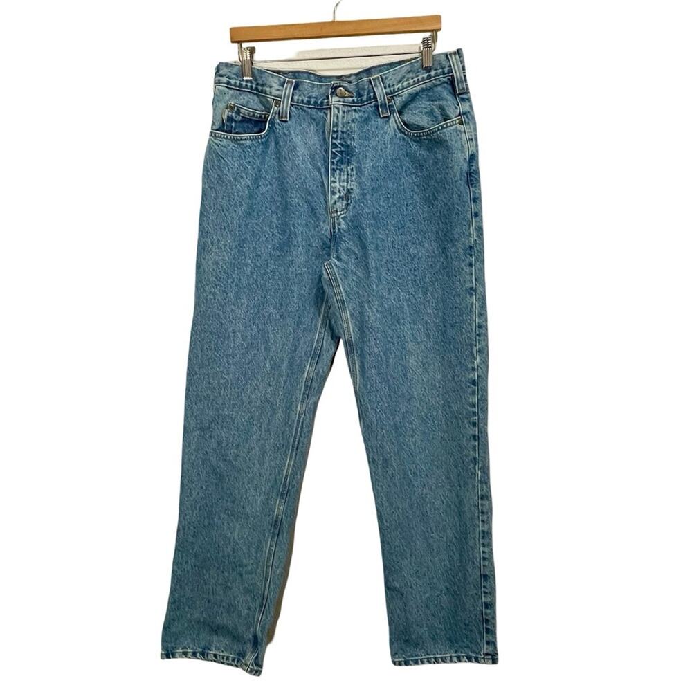 Vintage Carhartt Men Jeans Relaxed Fit 38X34 Blue Denim B460LVB Straight Leg
